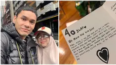 Ini adalah surat ulang tahun romantis dari Sienna untuk Ben Kasyafani. Tak hanya sekadar tulisan selamat ulang tahun, Sienna juga kreasikan gambar hati agar surat cintanya untuk sang ayah semakin menarik. Dalam surat ini, Sienna tuliskan doa, harapan dan ungkapan cintanya untuk sang ayah. Bahkan dalam surat ini, Sienna juga selipkan curhatannya menulis surat tersebut di jam 11 malam. (Liputan6.com/IG/@benkasyafani)