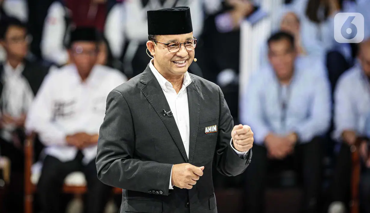 <p>Calon Presiden nomor urut 1, Anies Rasyid Baswedan saat paparan visi dan misi pada debat perdana Calon Presiden pada Pilpres 2024, Selasa (12/12/2023). (Liputan6.com/Faizal Fanani)</p>