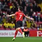 Striker Southampton, Shane Long, melakukan selebrasi seusai mencetak gol ke gawang Watford, Selasa (23/4/2019), di at Vicarage Road Stadium, Watford.  (AFP / Glyn Kirk)