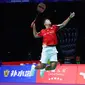 Aksi Anthony Sinisuka Ginting saat menghadapi HS Prannoy pada Thomas Cup 2024. (Dok. Bola.com/PBSI)