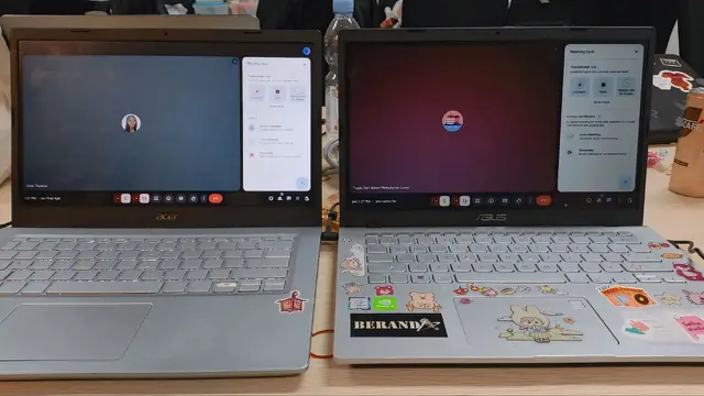 Perbandingan Meeting Tools untuk pengguna non berlangganan (sebelah kanan) dan pelanggan Google Meet Workspace (sebelah kiri).