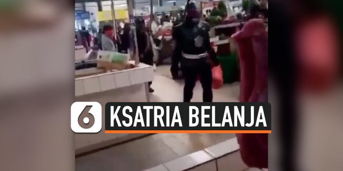 VIDEO: Bikin Heboh, Aksi Ksatria Baja Hitam Belanja di Pasar