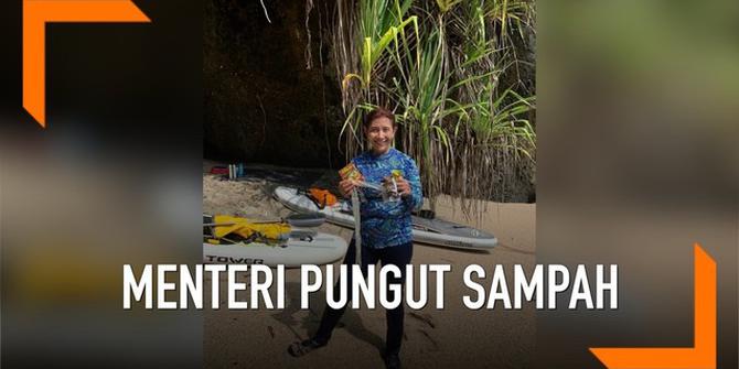 VIDEO: Gaya Menteri Susi Pudjiastuti Pungut Sampah