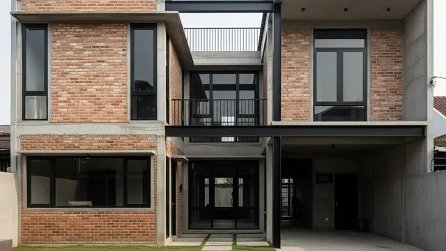 Desain Rumah 2 Lantai Industrial Sederhana