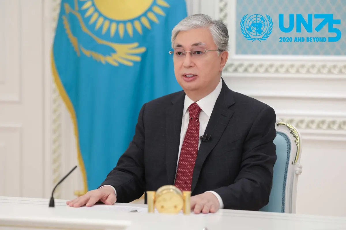 Presiden Kazakhstan Kassym-Jomart Tokayev menyerukan refleksi pemenuhan kewajiban moral bersama yang terkait dengan paradigma membangun "Dunia Baru" (Facebook Kedubes Kazakhstan)