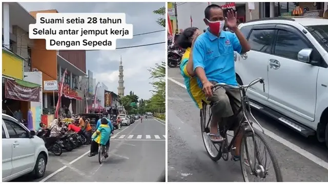 Setia Antar Istri Bekerja 28 Tahun Pakai Sepeda, Kisah Pasangan Ini Ini Bikin Haru
