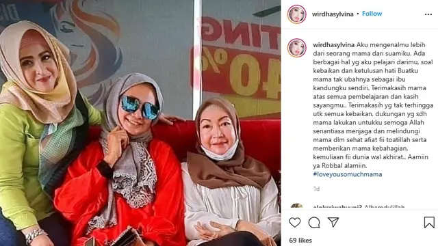 Neng Wirdha menuliskan ucapan mengharukan untuk ibu mertuanya (https://www.instagram.com/p/CUfjZRkJmUi/)