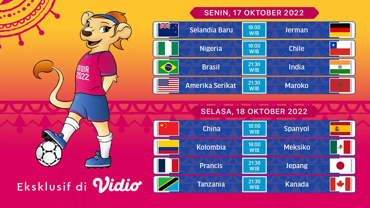 Jadwal dan Live Streaming Piala Dunia Wanita U-17 2022, 17-18 Oktober 2022