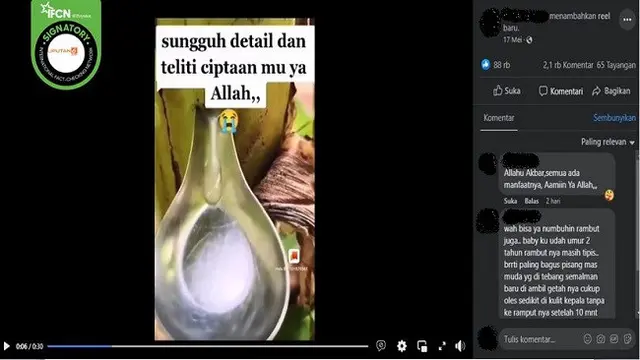 Gambar Tangkapan Layar Klaim Minum Getah Pohon Pisang Bisa Sembuhkan Maag hingga Diabetes (sumber: Facebook).