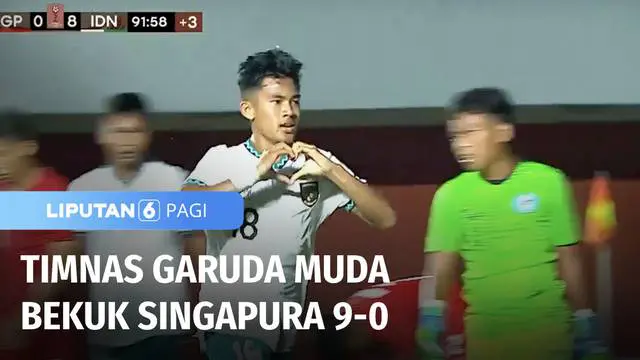 Timnas Garuda Muda berpesta sembilan gol tanpa balas ke gawang Singapura. Kemenangan ini memperbesar peluang tim besutan Bima Sakti untuk melangkah ke Babak Semifinal Piala AFF.