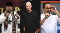 3 Tokoh yang menyatakan bakal maju menjadi calon presiden pada Pemilu 2024, Prabowo Subianto, Ganjar Pranowo dan Anies Baswedan. (Liputan6.com/Rita Ayuningtyas)