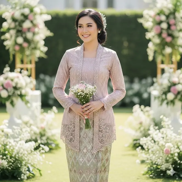 Model Baju Bridesmaid Melayu Rok Songket (Image by Gemini AI)