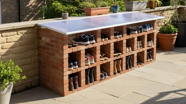 Ide Rak Sepatu Outdoor dari Bata Merah Susun