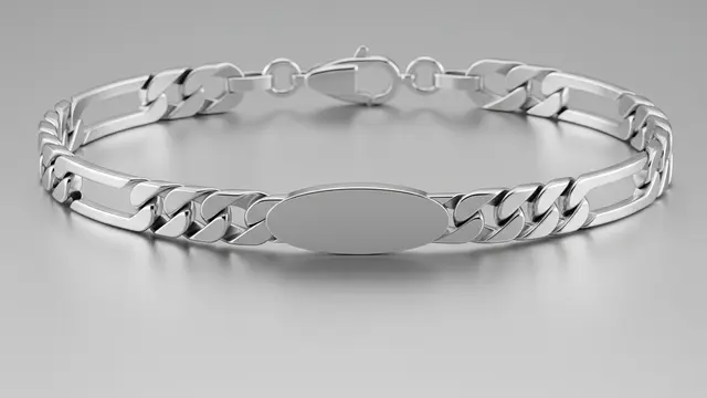 Gelang Rantai Figaro Hollow Dengan Plat Oval