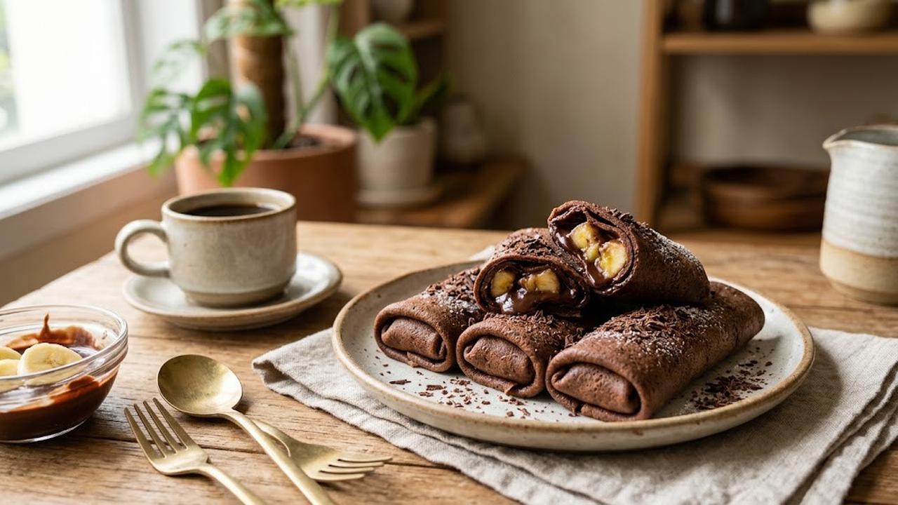 Cara Membuat Dadar Gulung Pisang Coklat
