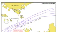Lokasi tabrakan kapal tanker RI dan kapal keruk di laut Singapura. (MPA)