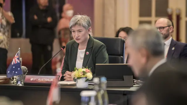 Menteri Luar Negeri (Menlu) Australia Penny Wong dalam dalam pertemuan ASEAN Post Ministerial Conference (PMC) dengan Australia, pada Rabu (13/7/2023). (Dok: Kemlu RI)