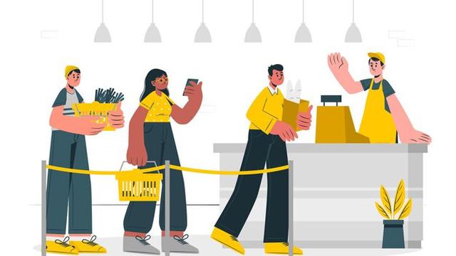 Ilustrasi check-out belanjaan