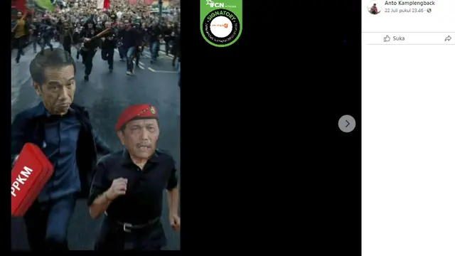 Cek Fakta Liputan6.com menelusuri foto Presiden Jokowi dan Menko Luhut dikejar massa