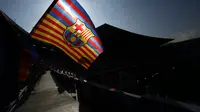 Logo dan ilustrasi Barcelona. (AFP/Pau Barrena)