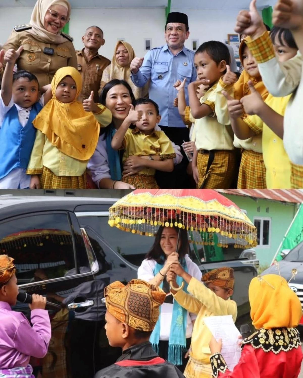 Momen Seru Veronica Tan Pose Bareng Hiu Paus Sherly di Gorontalo