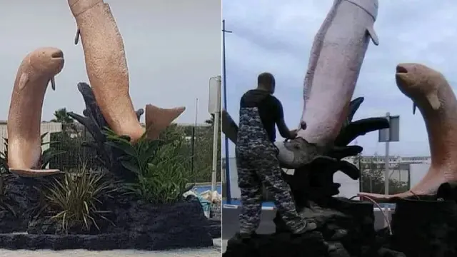 Diklaim Mirip Alat Kelamin, Patung Dua Ikan Ini Akhirnya Dihancurkan
