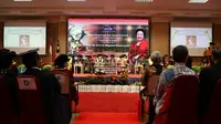 Presiden RI ke-5 yang juga Ketua Umum PDIP Megawati Soekarnoputri orasi ilmiah dalam rangka menerima gelar doktor kehormatan di bidang Ilmu Sosial dari Universiti Tunku Abdul Rahman (UTAR), Selangor, Malaysia. (Ist)