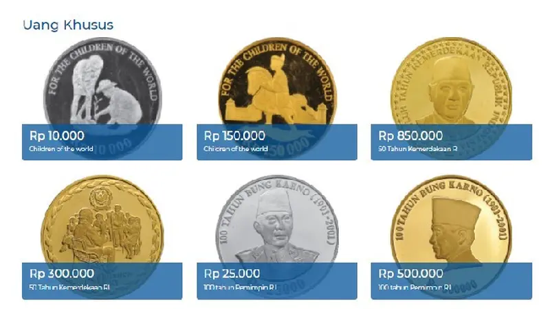 Berbagai uang rupiah khusus yang dicetak Bank Indonesia. Dok BI