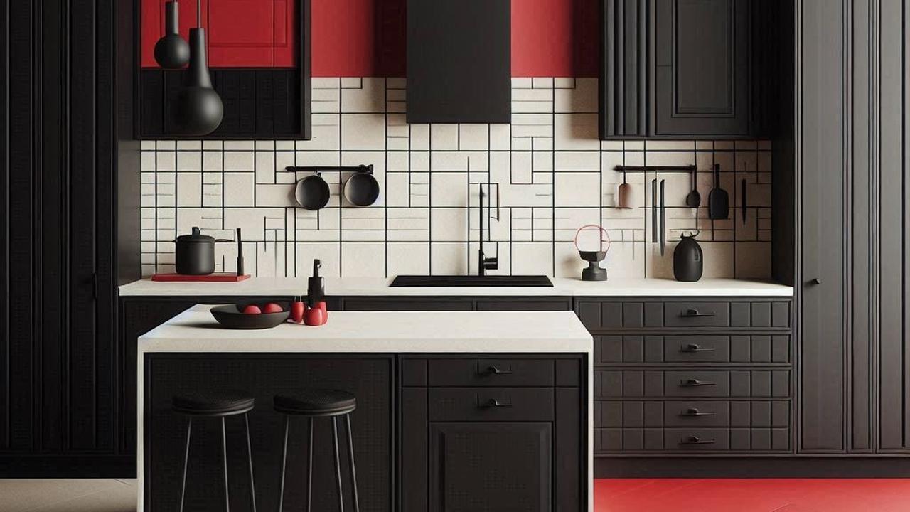 Desain Dapur Warna Merah Hitam
