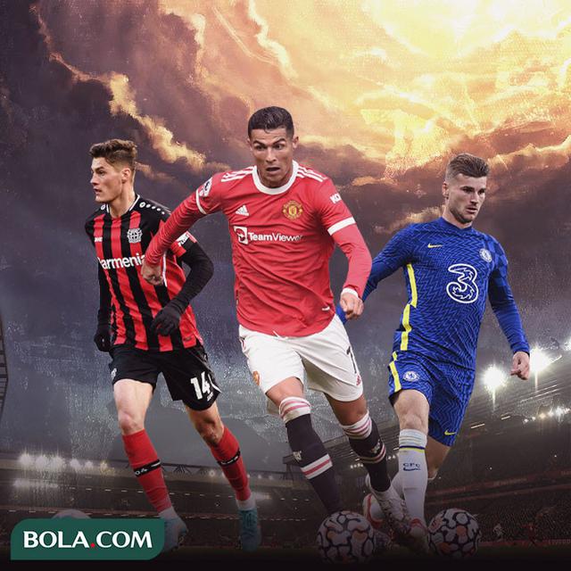 Ilustrasi - Patrik Schick, Cristiano Ronaldo, Timo Werner