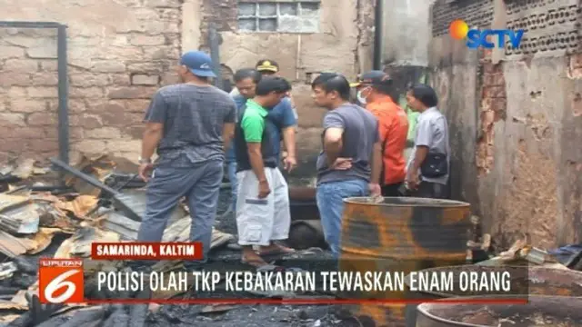 Polda Kalimantan Timur menggelar olah TKP kebakaran di Samarinda dengan melibatkan sejumlah saksi.