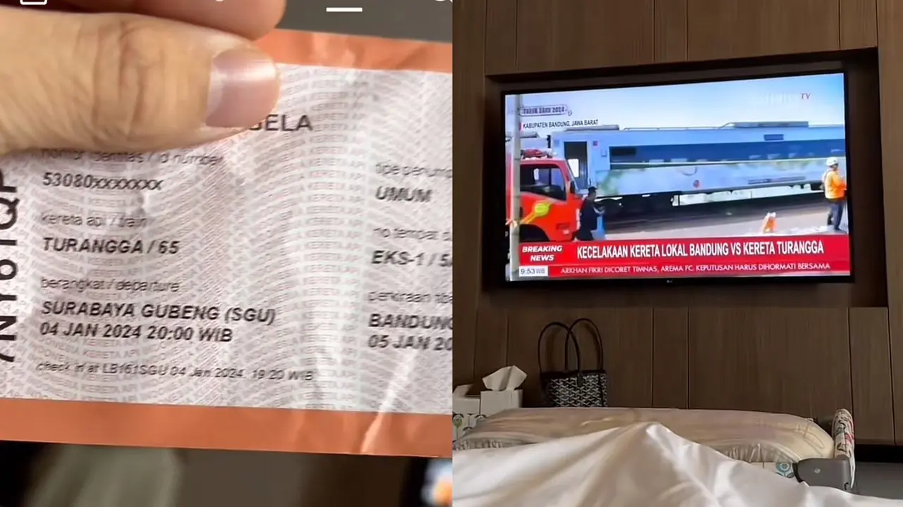 Kecelakaan kereta api (KA) yang melibatkan KA Turangga (KA Plb65A) dengan KA Commuterline Bandung Raya (KA350) pada Jumat pagi, 5 Januari 2024