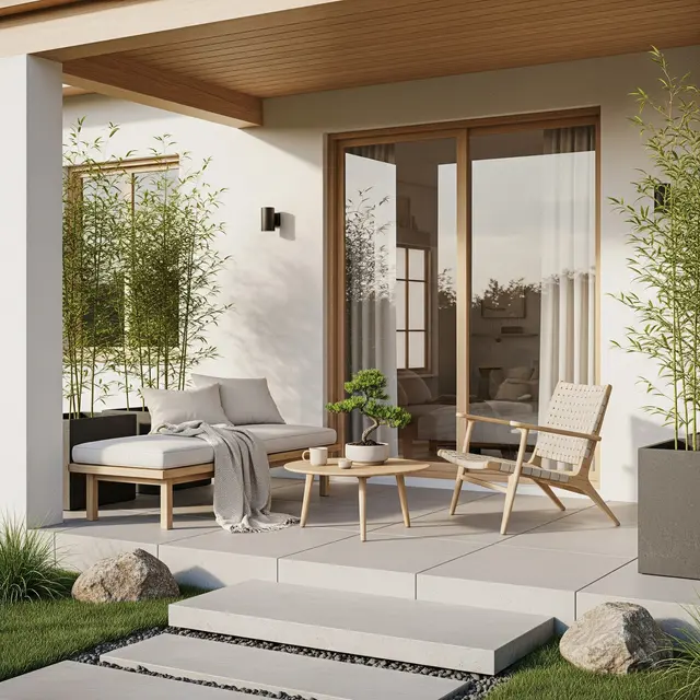 Konsep Bagian Depan Rumah yang Enak Buat Santai dan Ngopi dengan Tenang (Image by Gemini AI)