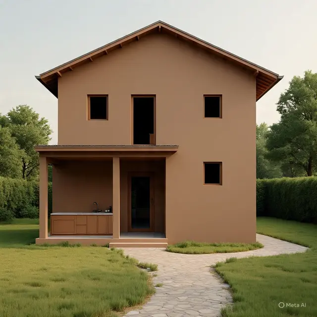 Rumah Sederhana Warna Coklat Muda 6 x 12 Meter
