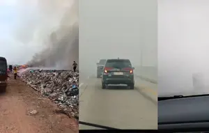 Asap Kebakaran Sampah di Lampung Tengah Selimuti Tol Bakter