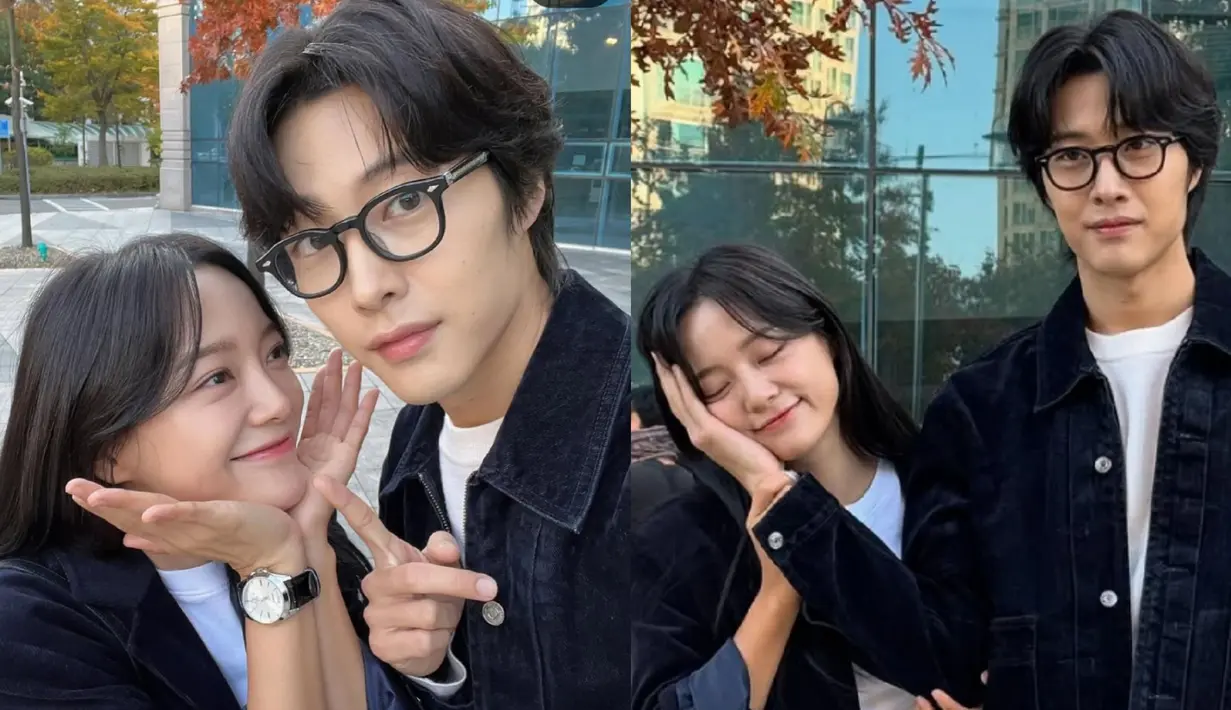 Kim Se Jeong juga membagikan foto di baik layar bersama Lee Jong Won. (Foto: Instagram/ clean_0828)