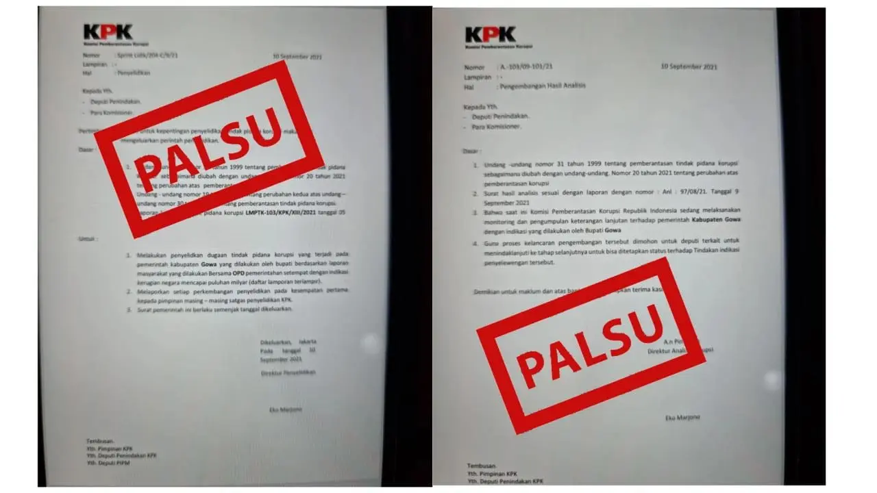 Surat Palsu KPK beredar di Gowa (Liputan6.com)