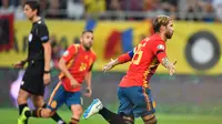 Sergio Ramos saat memperkuat timnas Spanyol menghadapi Rumania pada kualifikasi Piala Eropa 2020 (AFP/Daniel Mihailescu)