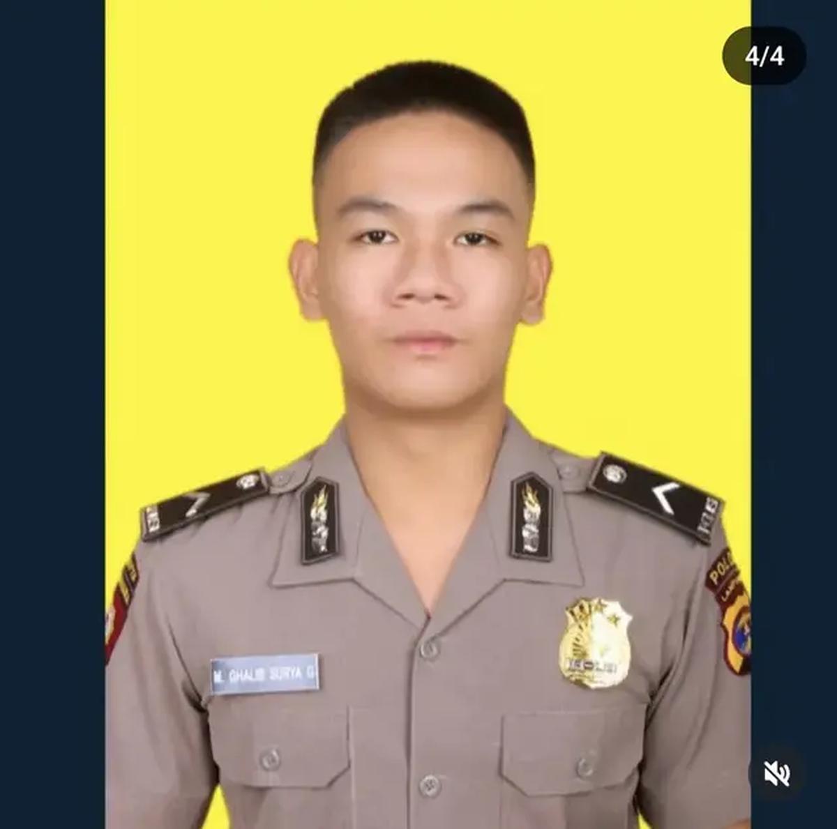 Foto almarhum Bripda M Ghhalib Ganta. Foto : (Humas Polda Lampung).