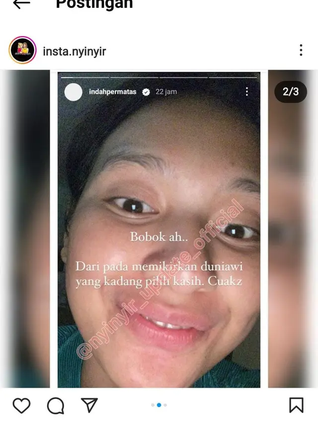 Indah Permatasari. (Foto: Dok. Instagram @insta.nyinyir)