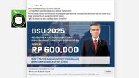 Tangkapan layar klaim link untuk mengecek status penerima BSU Kemnaker 2025.