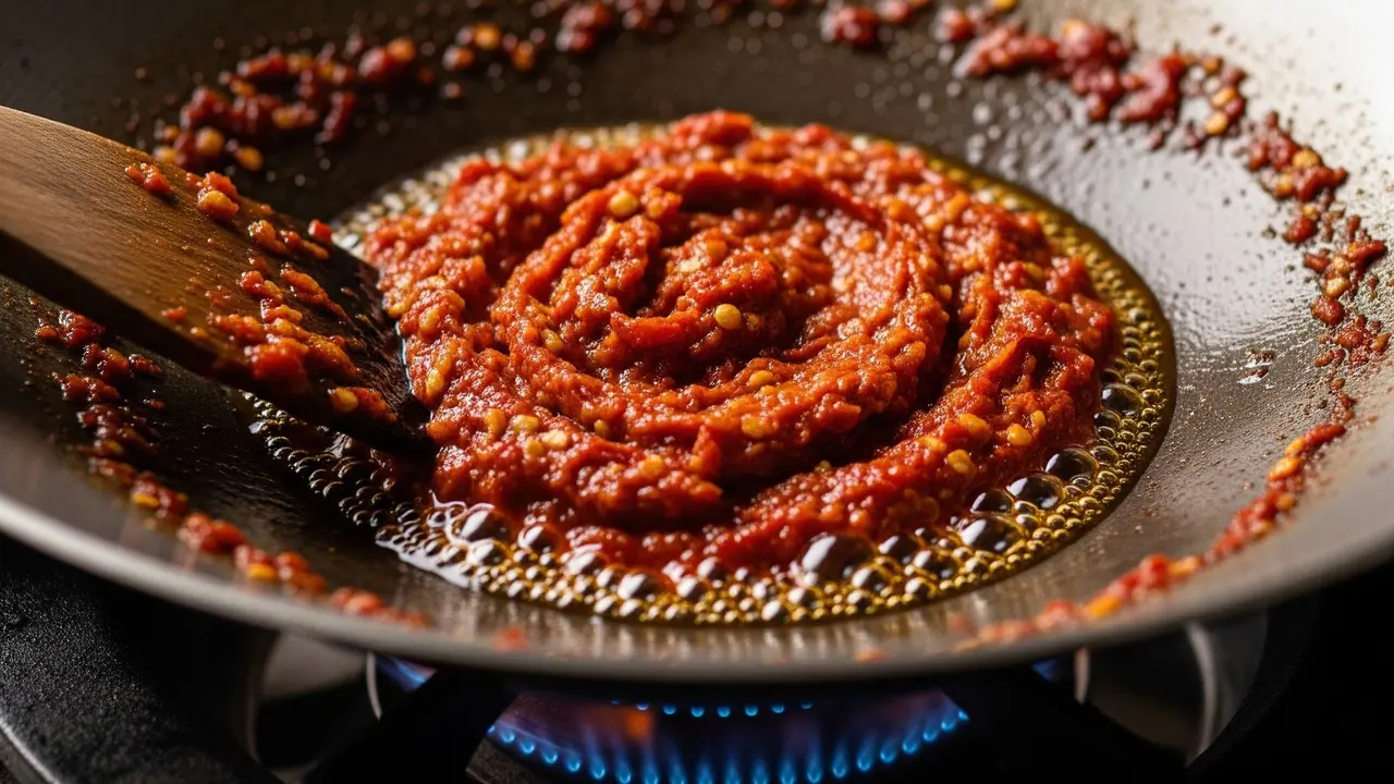 Menggoreng sambal balado (Image by Gemini AI)