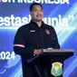 Menpora RI, Dito Ariotedjo memberi sambutan saat acara penutupan Musyawarah Nasional PBSI XXIV/2024 di Hotel Empire Palace, Surabaya, Sabtu (10/8/2024). (Dok. PBSI)