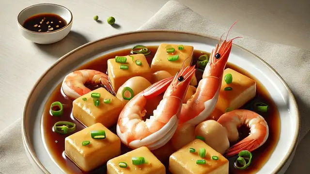 illustrasi udang tofu saus tiram