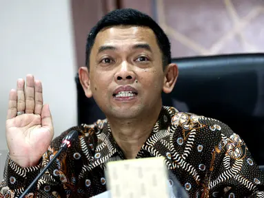 Kepala Satgas Percepatan Dwelling Time, Agung Kuswandono saat konpers terkait Penurunan Dwelling Time di Gedung BPPT, Jakarta, Rabu (23/9/2015). Kemenko Maritim akan memperpendek dwelling time dan menindak mafia pelabuhan. (Liputan6.com/Faizal Fanani)