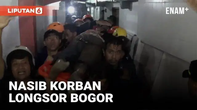 Sebanyak 8 warga Bogor terjebak di dalam rumahnya saat tebing setinggi 15 meter longsor. Korban tertimbun tanah longsor dan material bangunan rumah.