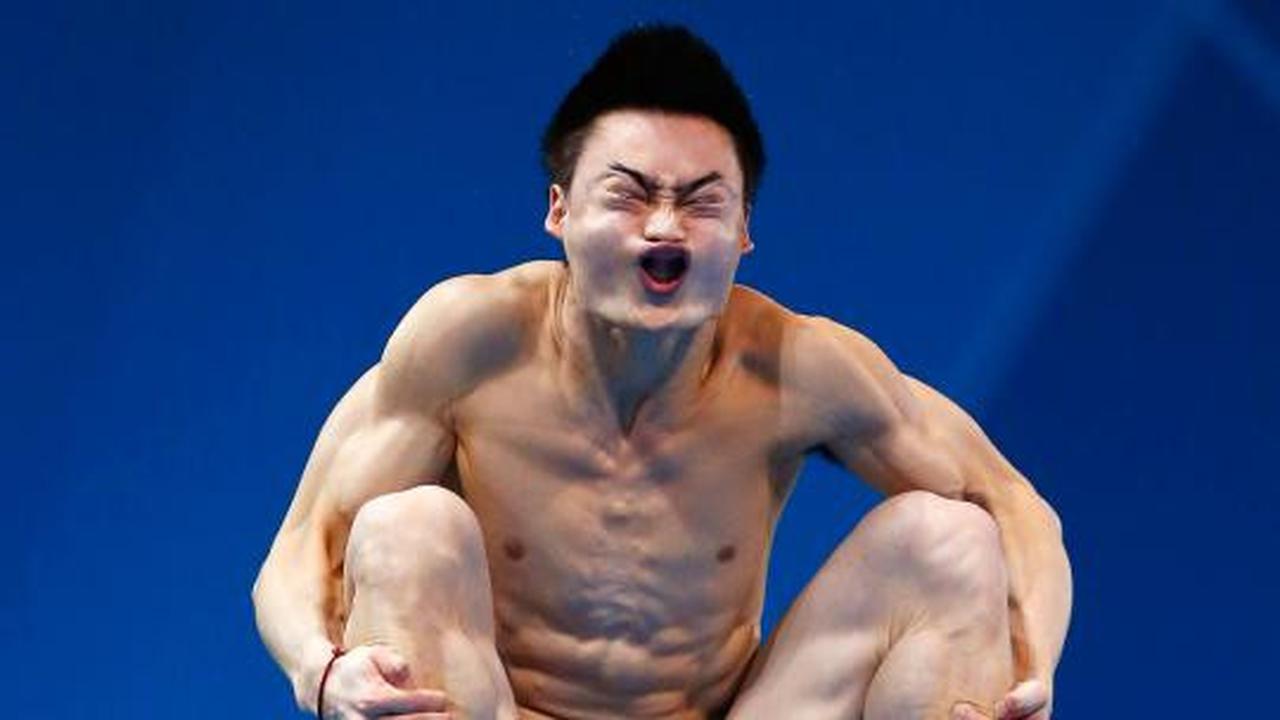 Ekspresi wajah atlet loncat indah Olimpiade 2012