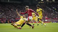Manchester United tumbang 0-2 dari Crystal Palace pada laga pekan ke-24 Premier League di Old Trafford, Minggu (02/02/2025) malam WIB. (AP Photo/Dave Thompson)