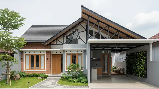 Desain Atap Miring Asimetris dengan Sentuhan Industrial