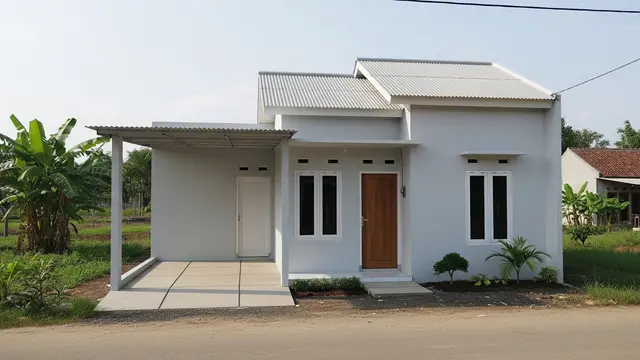 Rumah Minimalis Atap Asbes dengan Carport